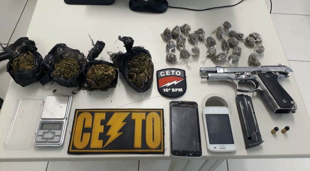 Serrinha – CETO do 16º BPM prende suposto autor de homicídio na Cidade Nova e apreende drogas e armas
