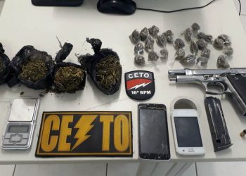 Serrinha – CETO do 16º BPM prende suposto autor de homicídio na Cidade Nova e apreende drogas e armas