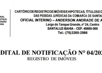 Santaluz – Edital de Notificação Nº 04/2020
