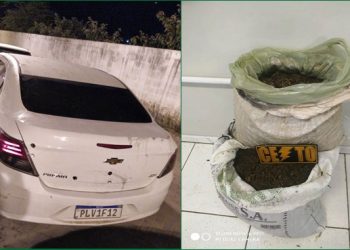 Polícia Militar prende dois indivíduos após tentativa de fuga em carro com 16 kg de maconha