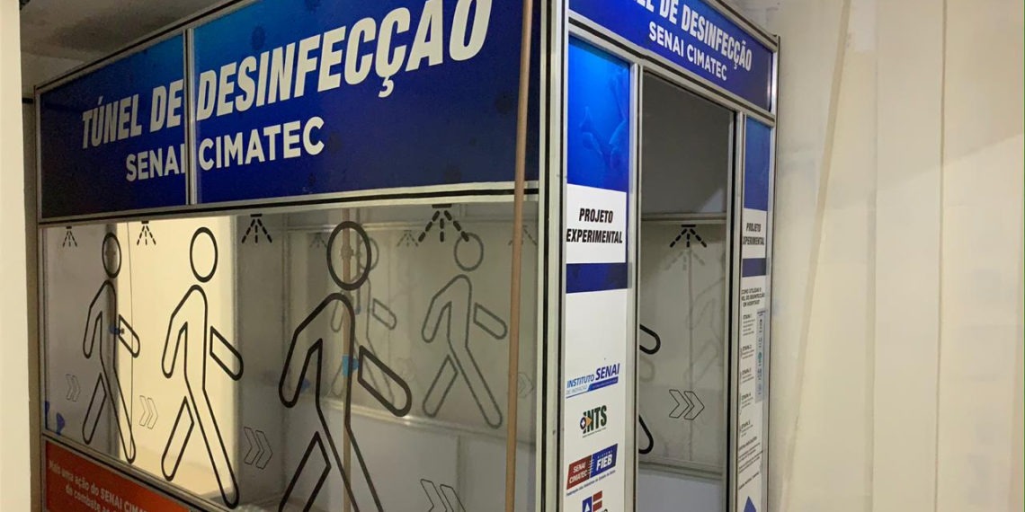 Túnel de desinfecção do Senai Cimatec é implantado no hospital Clériston Andrade em Feira de Santana