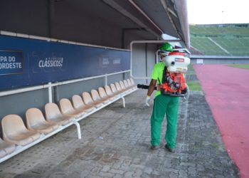 Pituaçu passa por desinfecção antes da partida entre Bahia e Náutico pela Copa do Nordeste, marcada para quarta-feira, 22