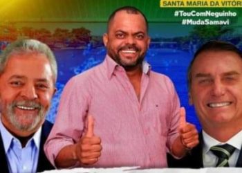 Pré-candidato a vereador divulga santinho com Bolsonaro e Lula