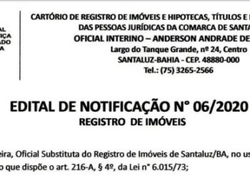 Santaluz – Edital de Notificação Nº 06/2020