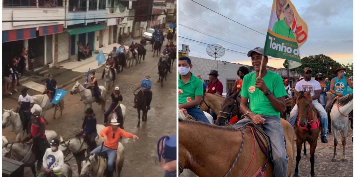 Candidatos e eleitores encontram forma criativa de continuar mostrando sua força política por meio das cavalgadas