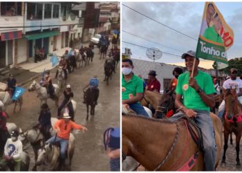 Candidatos e eleitores encontram forma criativa de continuar mostrando sua força política por meio das cavalgadas