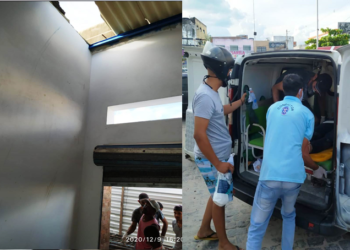 Pintor cai do telhado do Mercado Municipal, mas não sofreu ferimentos graves