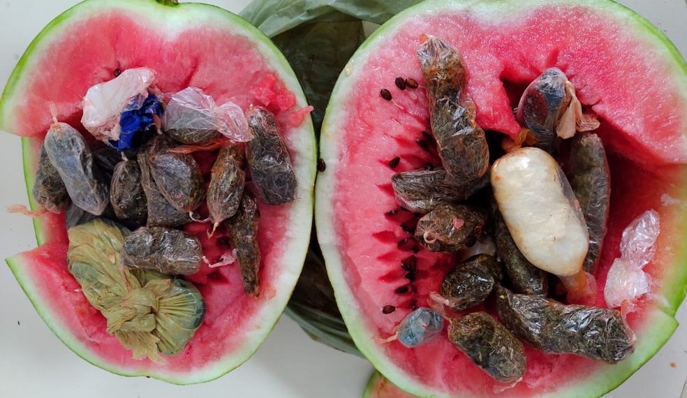 Mulher é presa com drogas escondidas em melancia