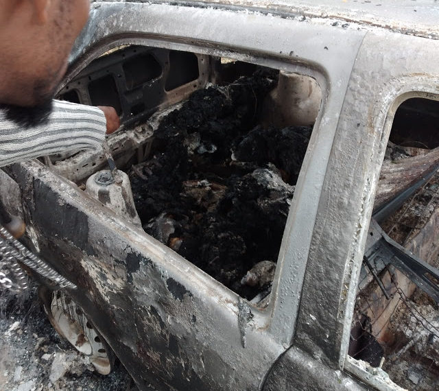 Dois corpos encontrados dentro de carro incendiado no município de Caldeirão Grande