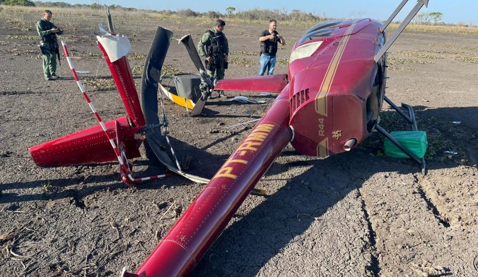 MT – Helicóptero que caiu com 300 kg de cocaína está em nome de policial civil do DF