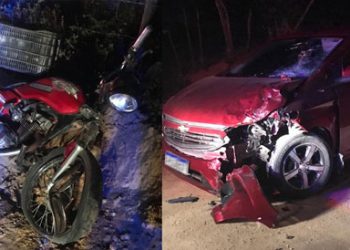 Idoso morre em hospital após colisão entre moto e carro