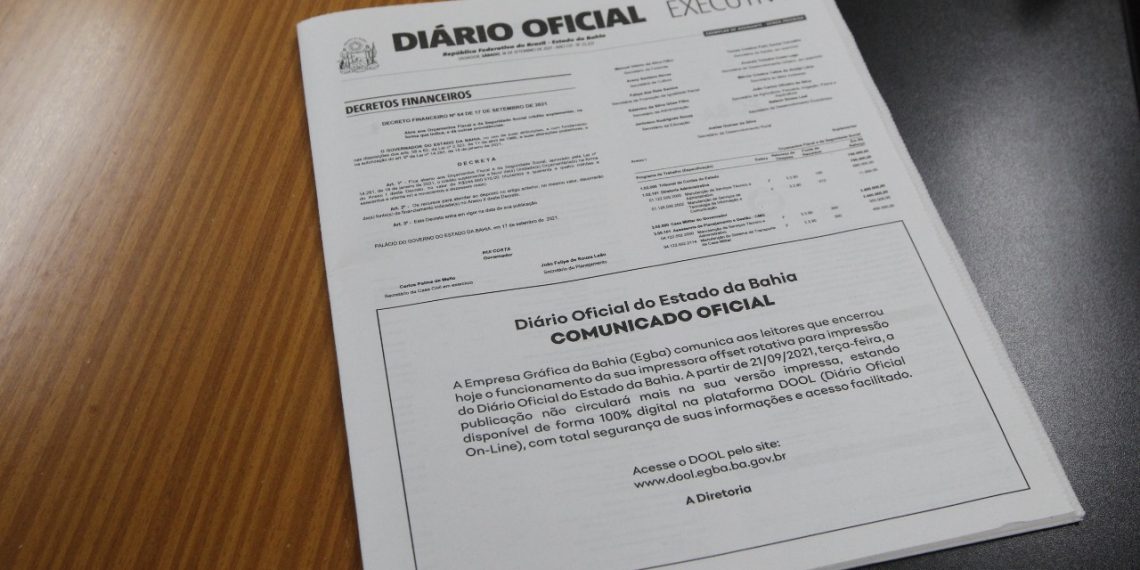 Diário Oficial do Estado deixa de circular versão impressa