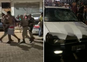 Carro invade festa de rua em João Dourado e atropela várias pessoas (Vídeo)