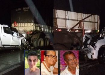 Três pessoas morrem e duas ficam feridas na BR 242; todas de uma mesma família