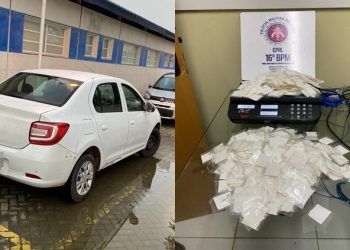 Coité – PM intercepta veículo de locadora com 14kg de maconha e 968 trouxas de cocaína