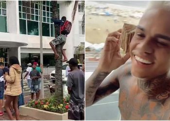 RJ – Hóspede joga notas de R$ 50 e R$ 100 da varanda de hotel