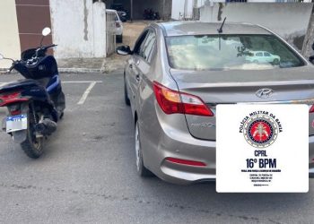 São Domingos – PM prende casal e recupera carro e moto com restrição de furto/roubo