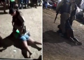 Policiais agridem e arrastam mulher em Riachão de Jacuípe