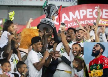 Vetado pelo DM, Wallace comemora seu primeiro título pelo Brusque das arquibancadas