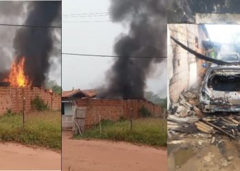 Dois carros são destruídos pelo fogo dentro de garagem na zona rural de Coité