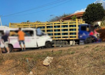Acidente entre van e caminhão carregado com gás deixa 4 mortos na BR-030