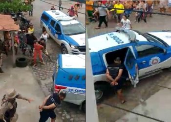 Vídeo – Suspeito de matar a companheira com tiro na cabeça se entrega a Polícia e centenas de pessoas protestam em frente a Delegacia