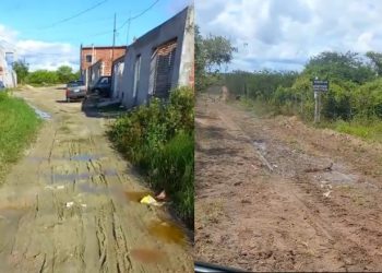 Coité – Moradora faz apelo para que a Prefeitura solucione grave problema de lamaçal em rua sem pavimentação