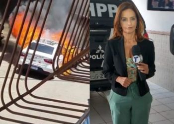 ES – Equipe de jornalistas do SBT é ameaçada e tem carro queimado durante reportagem