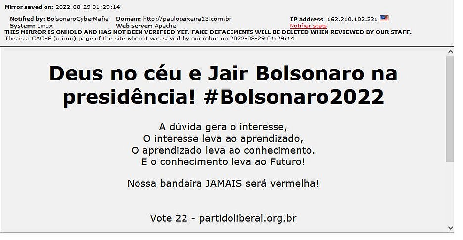 Hackers atacam sites petistas e pedem voto em Bolsonaro