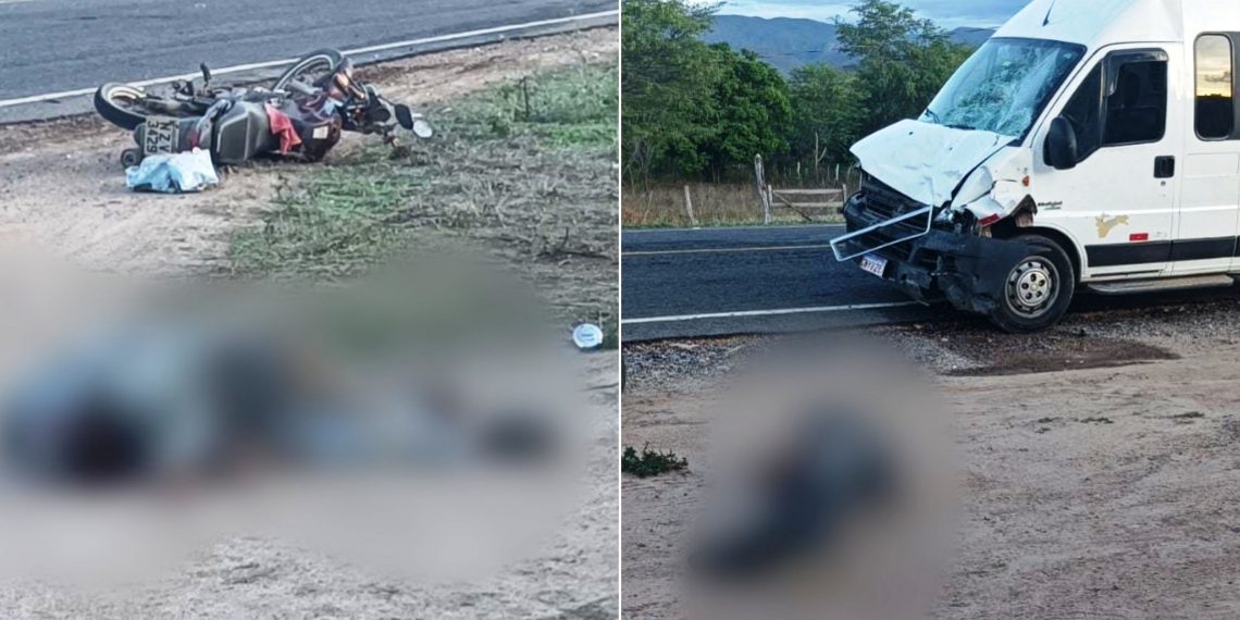 Dois morrem em colisão entre moto e van na BA 131