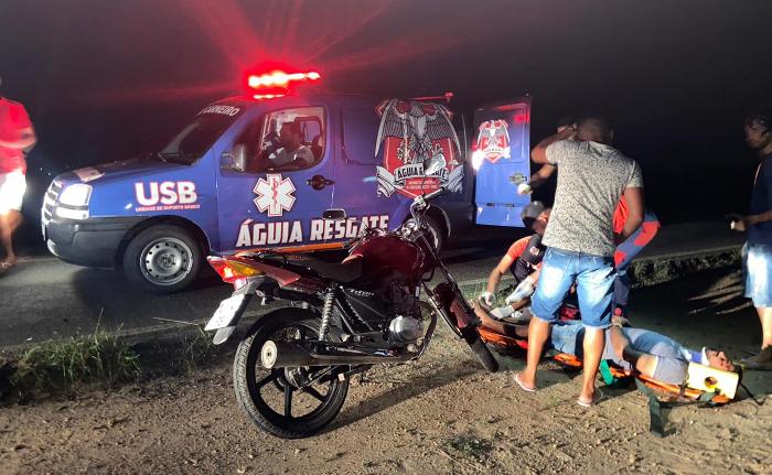 Motociclista sofre acidente na BA 120 e é socorrido pelo Águia Resgate