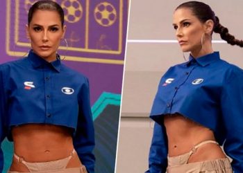 Look de Deborah Secco para comentar Copa chama atenção e divide opiniões