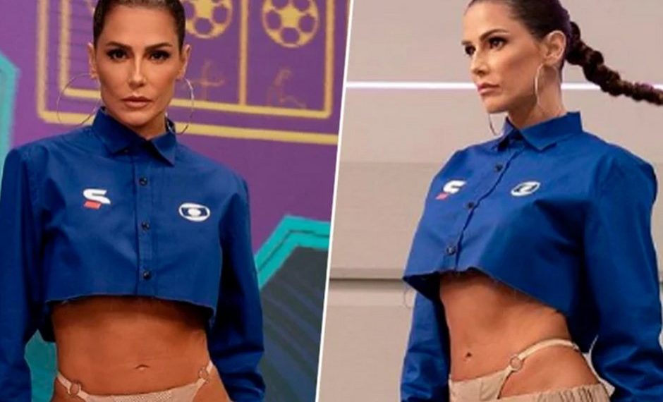 Look de Deborah Secco para comentar Copa chama atenção e divide opiniões