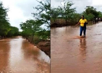 Rio Maceté inunda estrada que liga a sede de Tucano a vários povoados