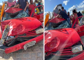 Servidor público fica gravemente ferido após colisão de moto e carro na BR 324