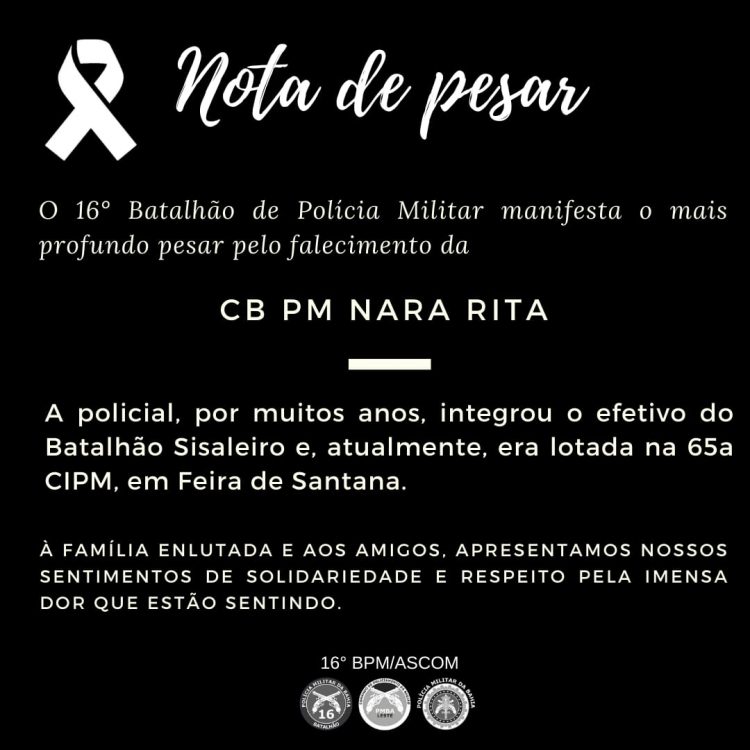 Morre Nara Rita, cabo PM que trabalhou por mais de uma década na 4ª CIA/Coité