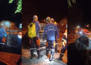 Brigada Anjos Jacuipense é solicitada para apagar carro em chamas no Distrito Vila Aparecida