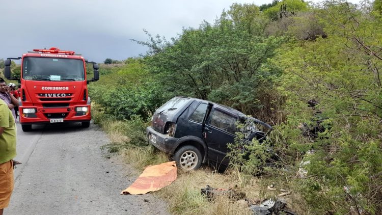Fiat Uno fica destruído em colisão com caminhão na BR 110