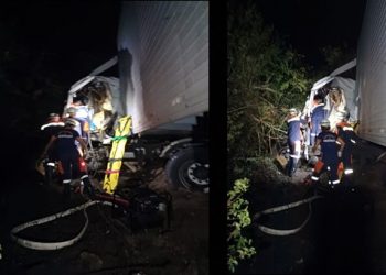 Colisão envolvendo dois caminhões na BR 324 deixa um dos motoristas morto