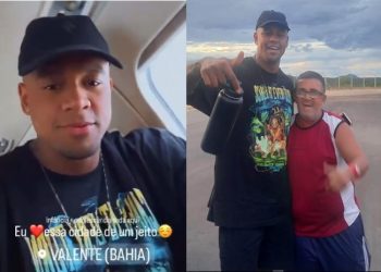 Cantor Leo Santana faz post descendo de avião no aeroporto de Valente um dia depois de reinaugurado (atualizada)