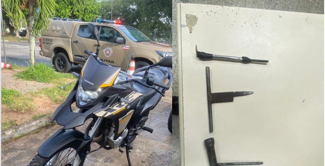 Dupla flagrada com moto roubada acumula sete passagens pela Polícia