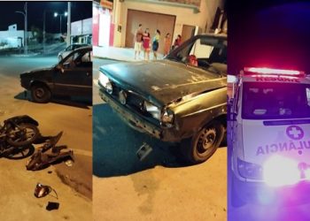Jovem sofre lesões graves em membro inferior em acidente envolvendo carro e moto