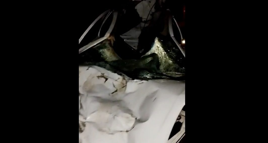 Carro fica destruído ao colidir com cavalo na BA 120; motorista escapou com vida (vídeo)