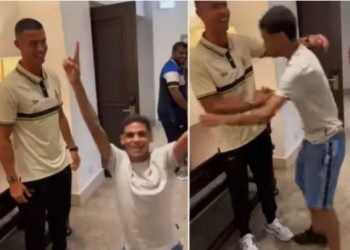 Luva de Pedreiro conhece ídolo Cristiano Ronaldo e comemora: “Eu sou o cara mais feliz do mundo agora”