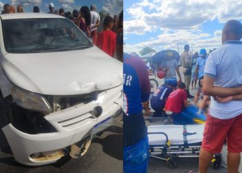 Acidente entre carro e moto deixa dois feridos no trecho urbano da BA-120