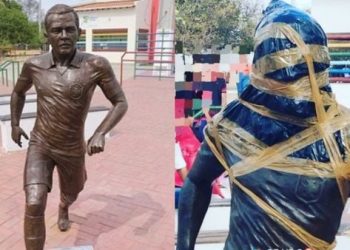 Estátua de Daniel Alves é vandalizada em Juazeiro