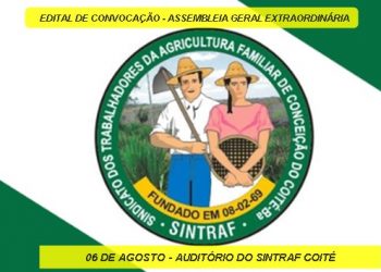 SINTRAF- Coité: Edital de Convocação – Assembleia Geral Ordinária