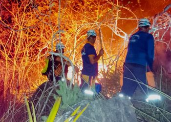 Brigada Anjos Jacuipenses controla incêndio em serra após quase 10 horas de trabalho