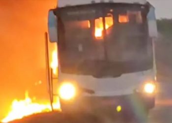 Vídeo – Ônibus é consmido pelo fogo quando trafegava pela BA 432