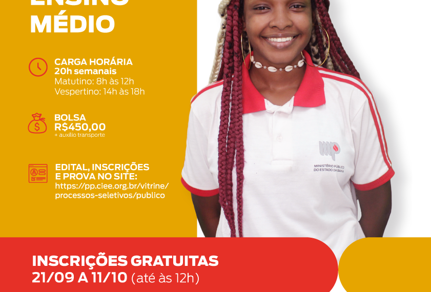 Inscrições para estágio no Ministério Público da Bahia podem ser feitas até 11/10